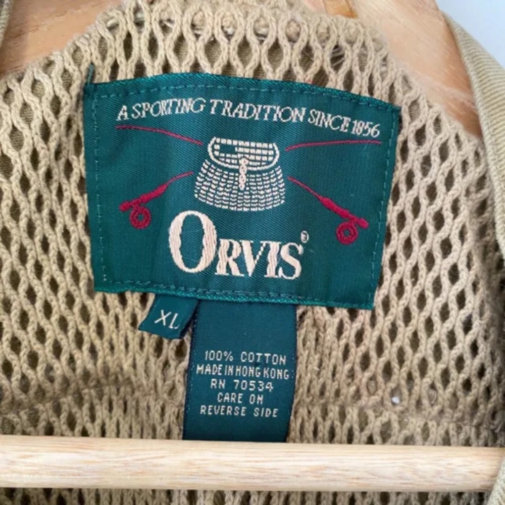 Orvis Zambezi Fishing Vest Size XL Khaki Beige Twill Vintage Hunting Rare - Picture 2 of 15